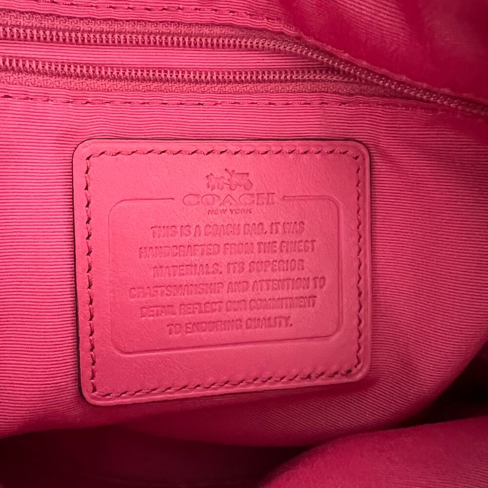 Coach Signature Logo Print Kelsey Bag Purse Canvas Brown Pink Gold Hardware - Picture 10 of 15